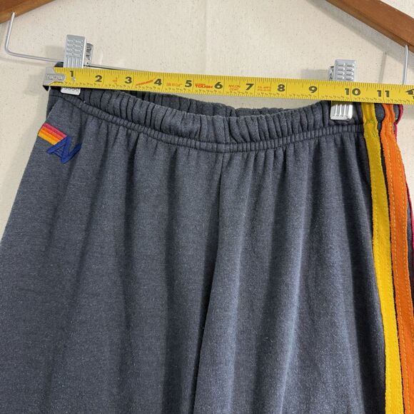 Aviator Nation Sweatpants Womens Small Grey 5 Stripe Joggers Made in USA Rainbow - Picture 6 of 11